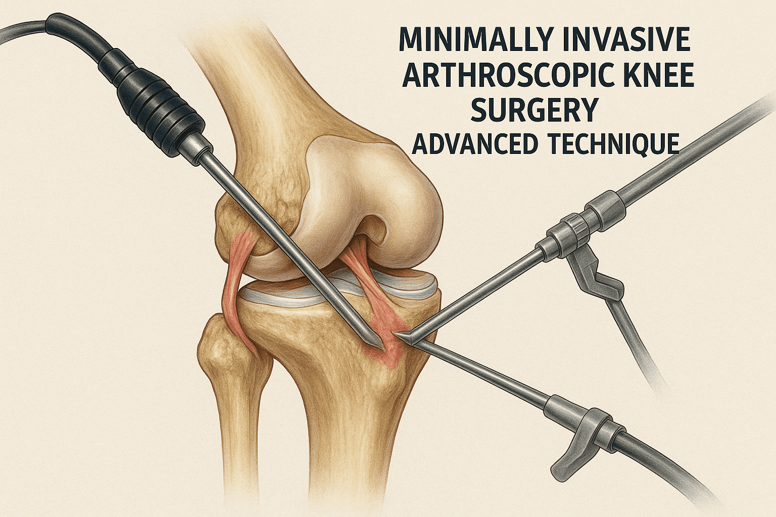 Advanced arthroscopic surgical setup showing minimally invasive knee procedure