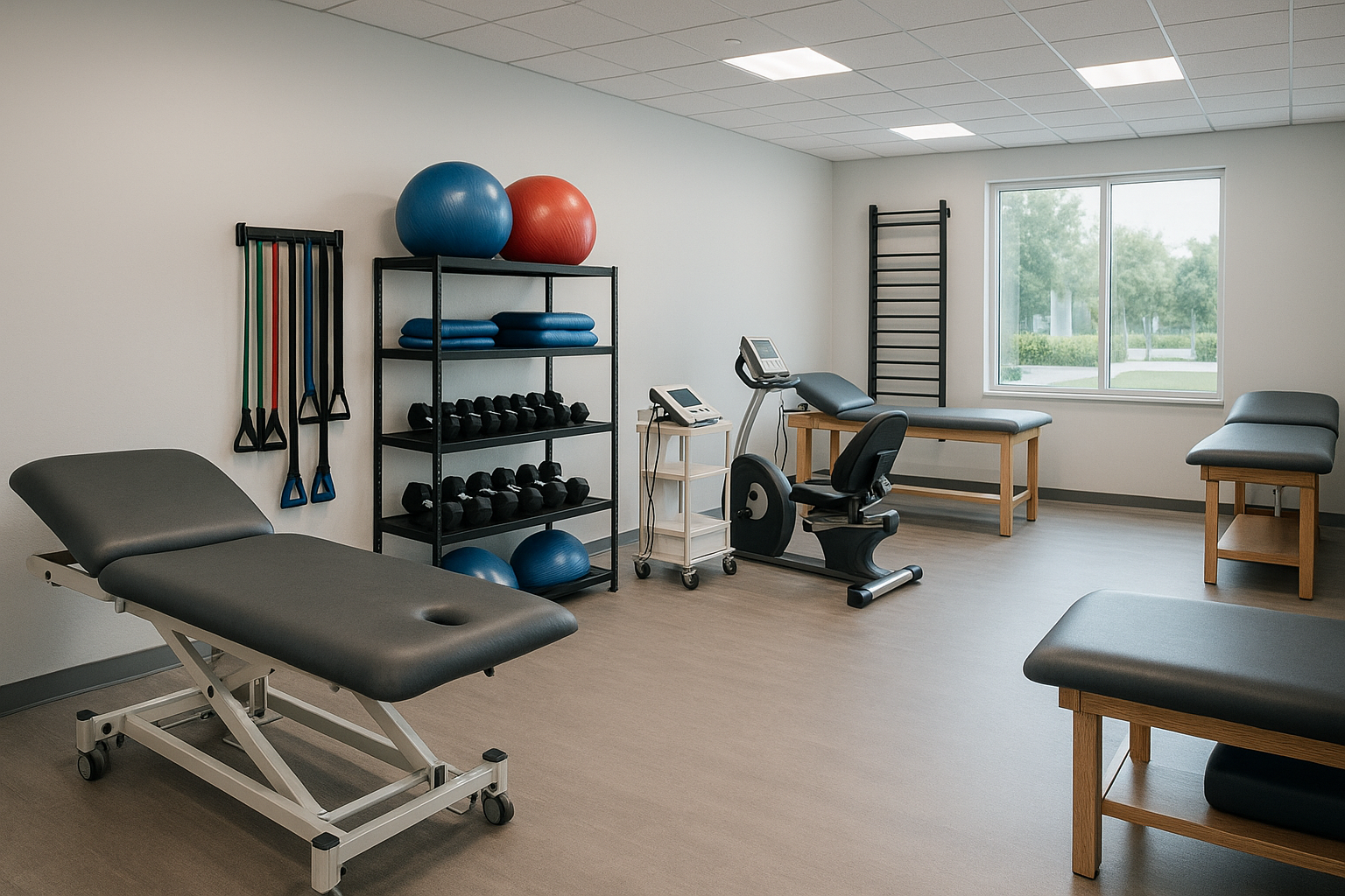 Modern physical therapy equipment in professional treatment facility