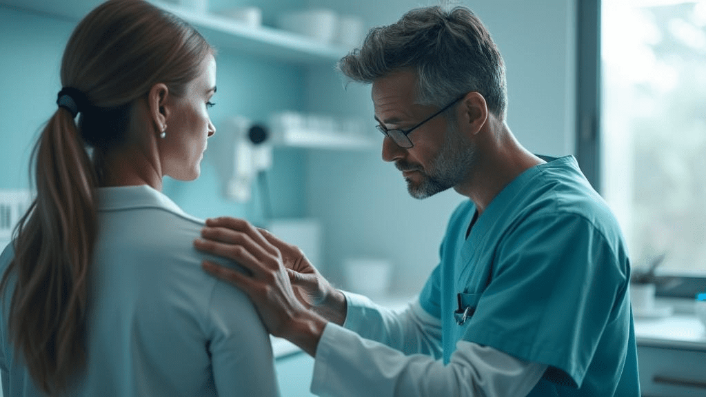 Orthopedic surgeon examining patient shoulder at Florida Sports Injury Institute