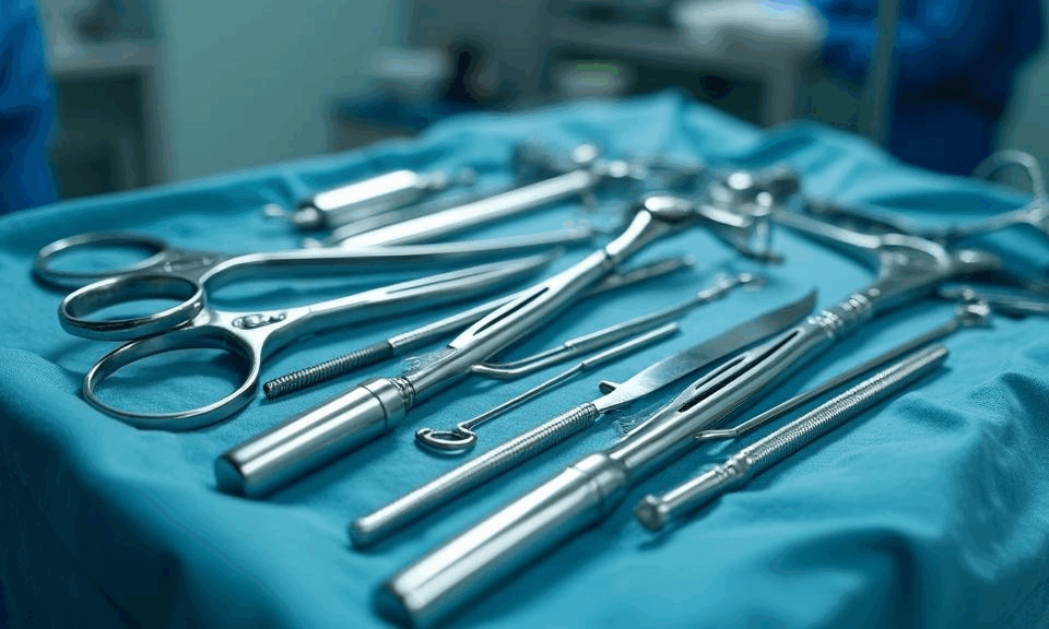 Sterile arthroscopic surgery instruments prepared for minimally invasive knee procedure