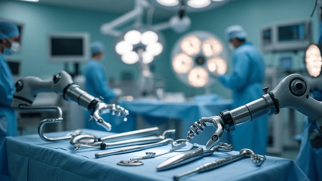  Modern arthroscopic shoulder surgery equipment in sterile operating room