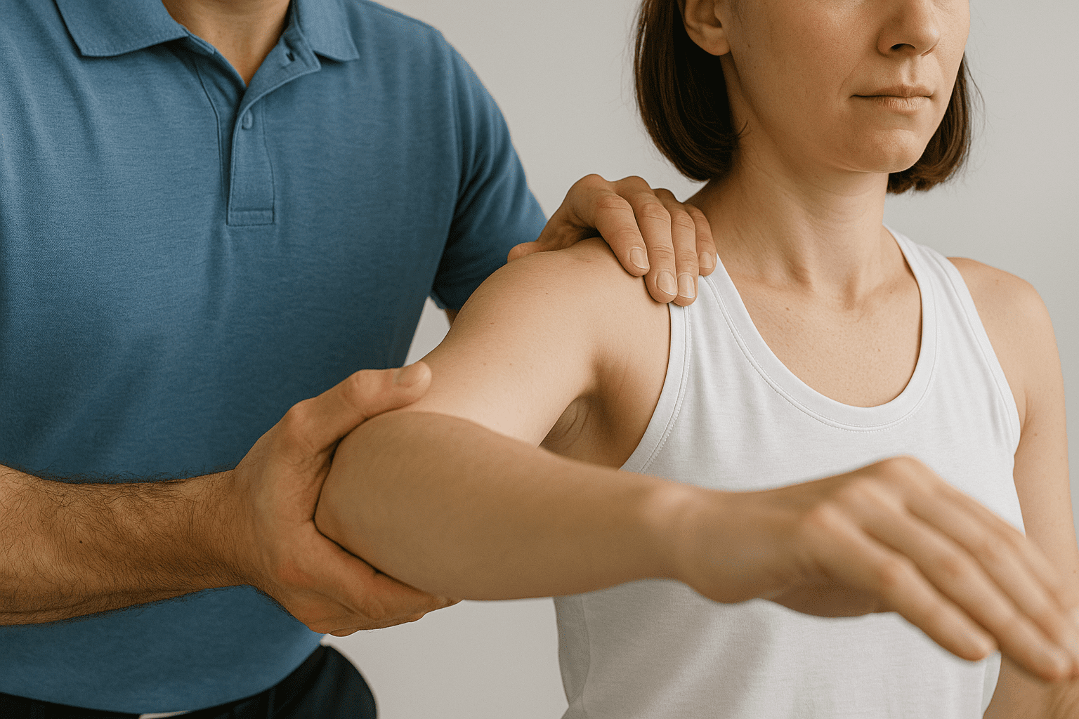 Hands demonstrating shoulder exercise technique for recovery